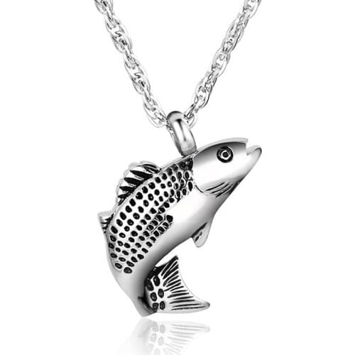 Always In My Heart Stainless Steel Fish Screw Love Heart Cremation Memorial Ashes Urn Pendant Necklace jewelry for Pets Animals