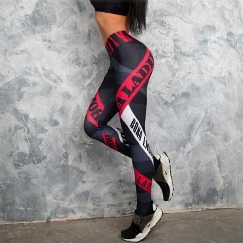Women 3D Letter Print Pants Slim Skinny Workout Leggins High Waist Sexy Fitness Active Elastic Sporting Leegings Trousers 2021