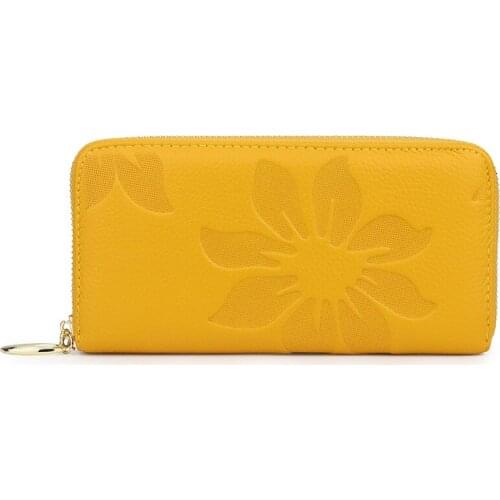 Lady Genuine Cow Leather Blue/Yellow Color Lady Purses Clutch bag Women Wallet High Quality Female Phone Wallet Women’s Coin bag