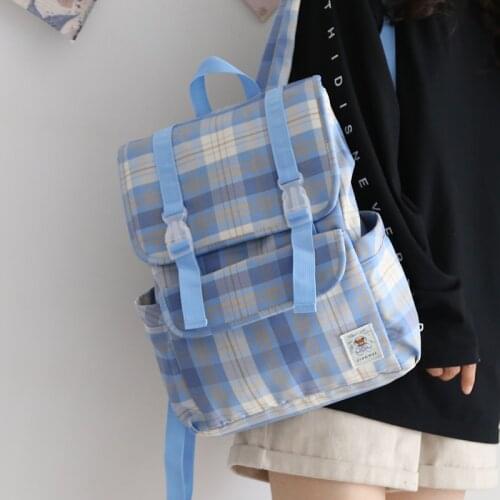 College Plaid School Backpack Women Summer Backpacks for Women Korean Shoulders School Bags for Teenage Girls Female New Fashion