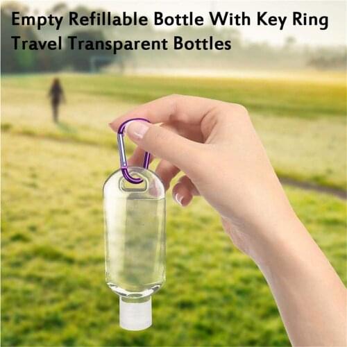 1PC 60ml Reusable Portable Mini Size Alcohol Spray Bottle Hand Sanitizer Travel Small Size Holder Hook Keychain Carrier New