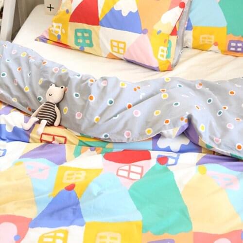 2.3m Cotton Twill Fabric Small House Printed Cotton Bed Sheet Quilt fabric 100% Cotton Bedding Handmade DIY