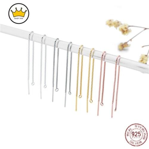 3pairs 925 Sterling Silver Earring Chains for Diy Drop Making Fine Jewelry Finding charms for jewelry earring making supplies