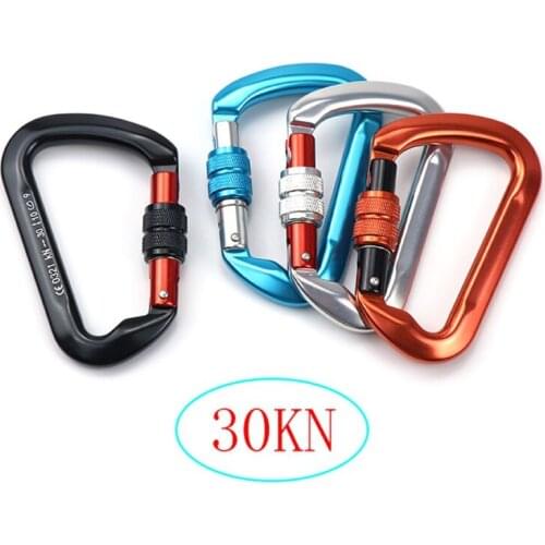 30KN D-Shaped Carabiner Lock Heavy Duty Aluminum Alloy Carabiner Clips for Hammocks Camping Hiking Backpacking Accessories