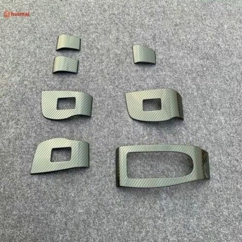 For Mazda CX30 CX-30 2020 2021 2022 Steel Carbon Fiber Interior Door Window Lift Switch Panel Cover Trim Car Accessories 7pcs