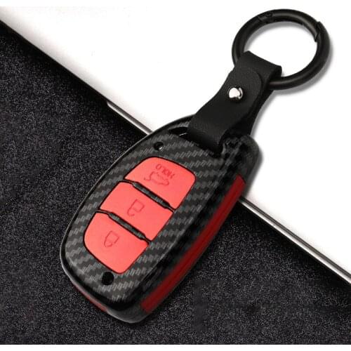 ABS Carbon fiber+Silicone Car Key Case Cover For Hyundai Creta I10 I20 Tucson Elantra Santa Fe 2016 2017 2018 Shell Accessories
