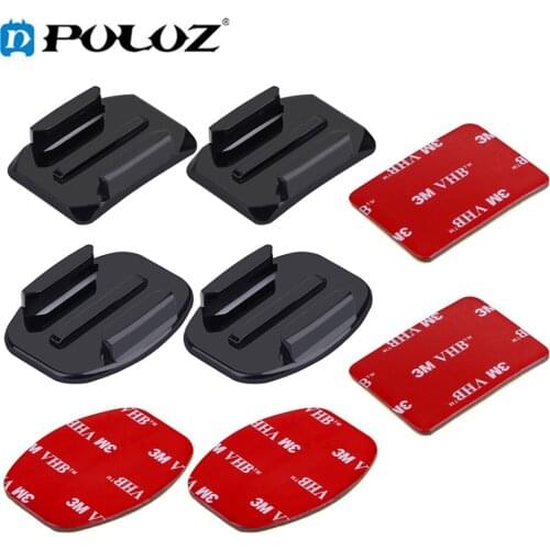 For Go Pro Accessories 2 Curved Surface Mounts + 2 Flat Surface Mounts + 4 3M Stickers for GoPro HERO5 HERO4 Session HERO 5 4 3