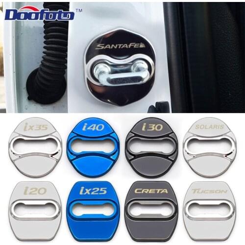 Car Styling Auto Door Lock Cover Case For Hyundai Santafe IX35 Tucson I20 I30 I40 IX25 Solaris Creta Badge logo Accessories
