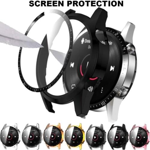 For Huawei Watch GT 2 46mm 42mm Case Full Cover Tempered Glass Film Screen Protector Plating Protective Case PC Hard Shell