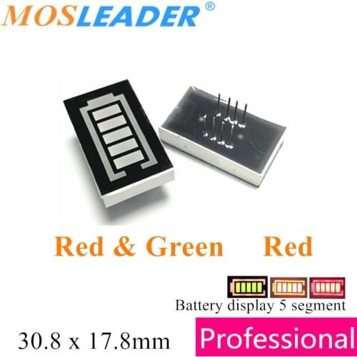 Mosleader 100pcs Battery display 5 segment 30.8x17.8 8P 5 segments DIP8 Red Green Anode Battery capacity Indicator display