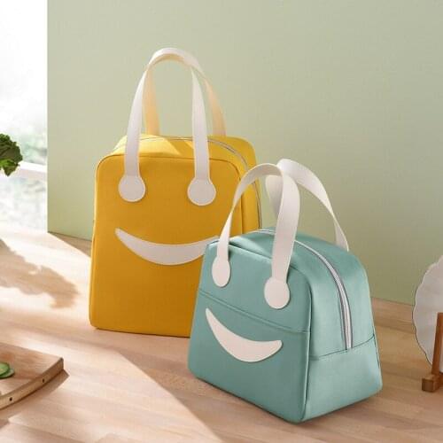 Insulation Lunch Box Bag Cute Smiling Face Large Capacity Outdoor Picnic Bento Ice Handbags Portable Beer Seafood Cooler Pouch