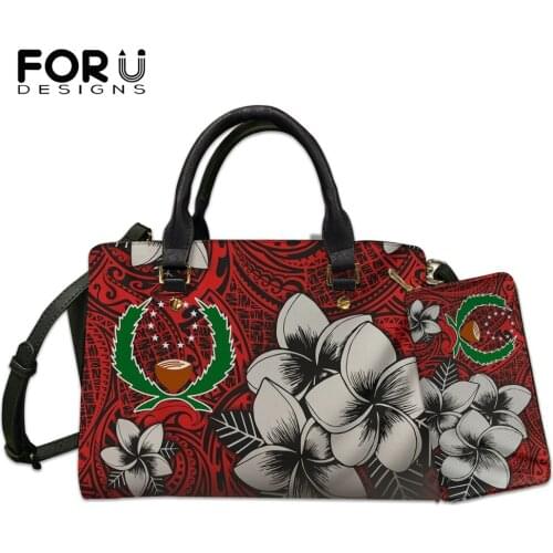 FORUDESIGNS 2021 Hot Sales Hand Bags for Women Hawaiian Plumeria Tribal Polynesian Ladies Big Capacity Shoulder Totes Sac A Main