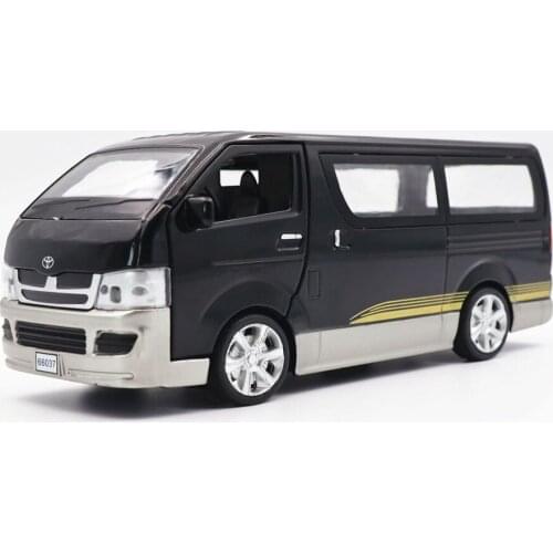 1:32 Alloy Diecast Minibus Model Toyota Hiace Car Microbus with Lights Sounding Function Toy Vehicle Collection Boy Gifts