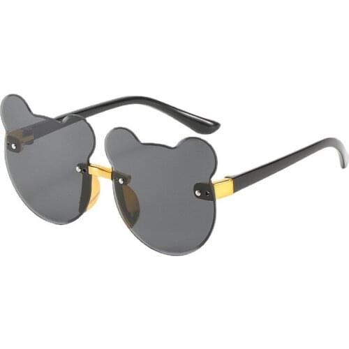 Cute Cartoon Bear Sun Glasses for Children Fashion Kids Sunglasses Girls Rimless Transparent Anti-glare Glasses Trendy Boys