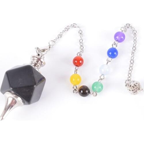 Multifaceted Natural Stone Pendulum for Dowsing Divination Healing Pink Quartz White Crystal Pendant Women Men Jewelry D718—D720