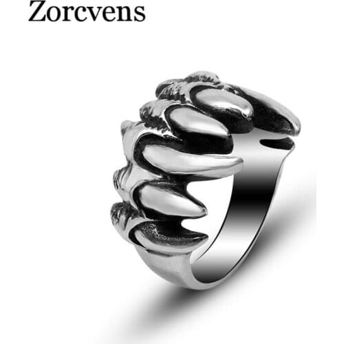 Modyle Punk Rock Stainless Steel Mens Biker Rings Vintage Gothic Jewelry Silver Color-Color Ghost Claw Ring for Men