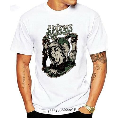 New funny t shirts Mens Genesis Mad Hatter Vintage T-Shirt Rock Band Tony Banks