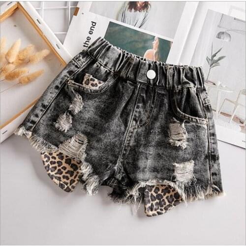 2020 new wholesale girls denim shorts patchwork summer fashion girls shorts 3-8 t F365