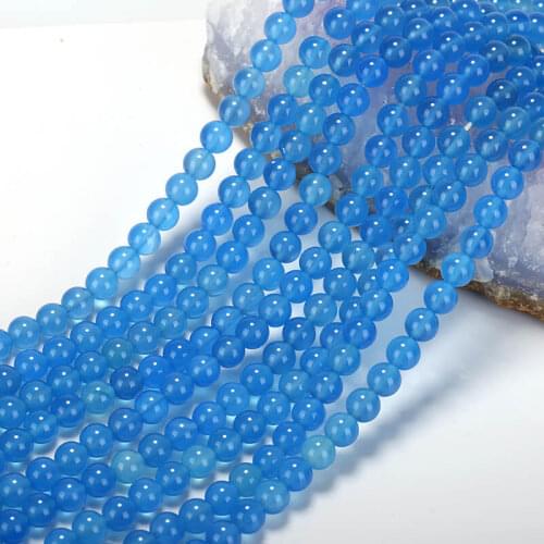 Wholesale Agate Loose Beads Blue Agate DIY Accessories Stone Jewelry Round Shape,8mm Beads,1 Strand 39cm
