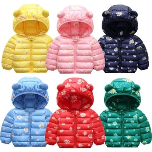 Autumn Baby Boys Warm Hooded Jackets For Toddler Girls Coats Flowers Children Outerwear Baby Girls Jacket Winter Kids Outerwear