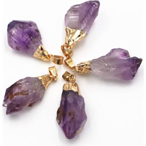 Brazilian Amethysts Random Shaped Stone Natural Crystal Pendant Necklace Reiki Fashion Mineral Jewelry for Woman or Man