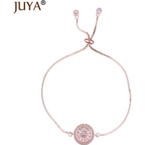 Handmade Luxury Cubic Zirconia Crystal Round Charm Simple Adjustable Chain Bracelets For Women Accessories bransoletki damskie