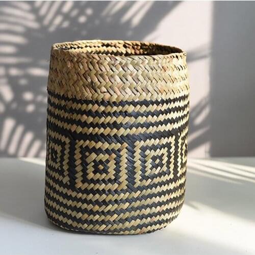 Garden Flower Pot Wicker Baskets Storage Handmade Foldable Natural Seagrass Creative Planter Home Decor