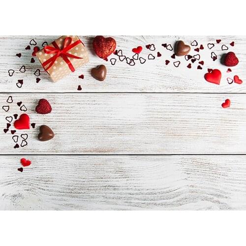 Heart Gift Wood Plank Photography Background Computer Prited Backdrop Photo Studio for Wedding Lovers Valentines Day Photobooth