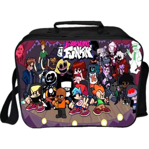 Cartoon Friday Night Funkin Lunch Bag Students Lunch Box Hot Game Office Food Storage Case Waterproof Tote Functional Lunchbags