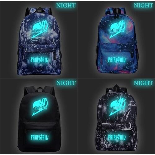 Fairy Tail Luminous Backpack New Kids Teenager Boys Girls School Backpack Beautiful School Bags Mochila Masculina Mochilas Mujer