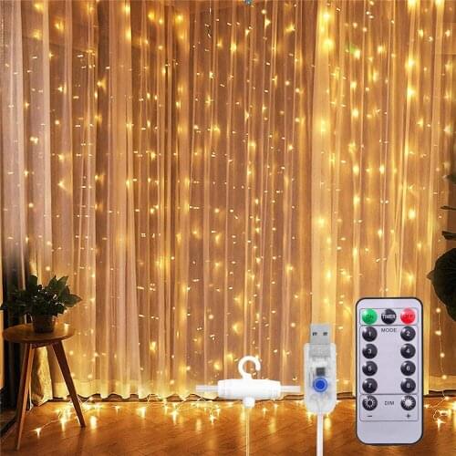 USB Battery Operate 3X3M 300LED Curtain Window Fairy Lights Holiday Copper Wire Icicle String Lights For Christmas Wedding Party