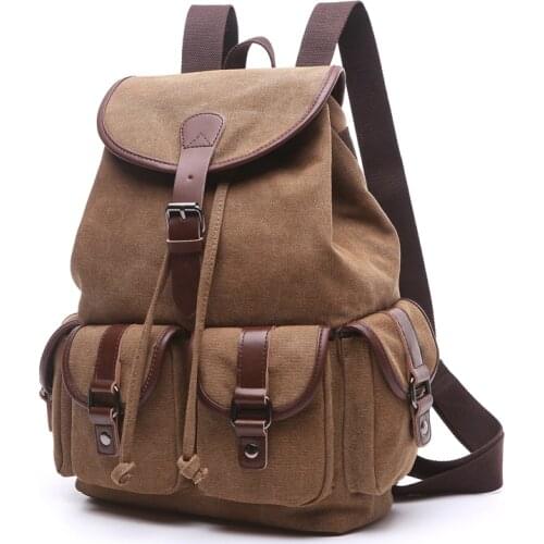 Scione New Vintage Canvas Backpacks Multifunction Drawstring Casual Travel Shoulder Bags Large Laptop School Pack For Women Men