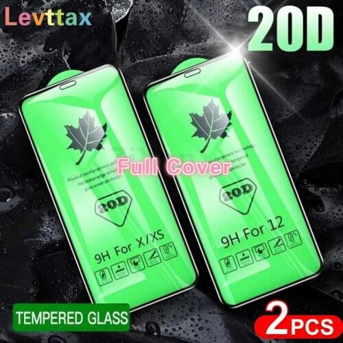 2Pcs 20D Full Gule Curved Edge For iPhone 12 11 Pro X XS Max Tempered Glass For iPhone SE2 8 7 6S Plus XR Full Screen Protector