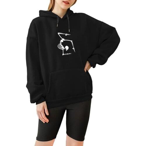 90s Aesthetic Skull Gothic Streetwear Skeleton Hoodie Pullover Sweatshirt Plus Size Punk Casual Pullover Clothes Unisex Clothing