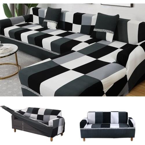 1/2/3/4-seat black and white sofa covers for living room couch cover sofa chair cover stretch material case for sofa