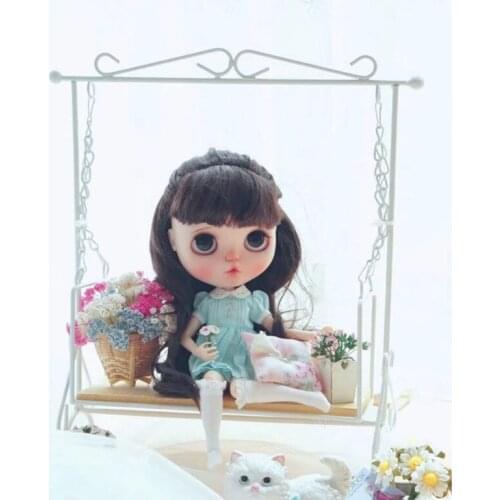 1/6 Iron Swing Dollhouse Furniture Model Rocking Chair OB11 BJD Lol Blyth Doll Accessories Photo Props Play House Toys For Girls