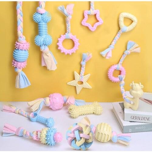 1pcs Pet Toys Chew Dog Toys Teddy Puppy Health Chew Interactive Rubber Pacifier Bones Molar Clean Teeth Funny Games Random Color