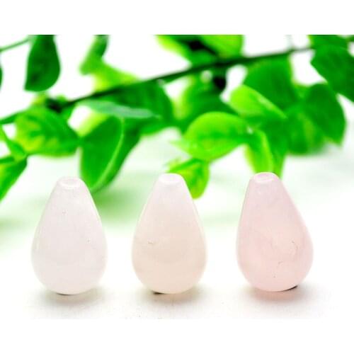 20pcs Natural Rose Quartz Water Drop Shape Half Hole Loose Teardrop Beads Fashion Earrings Findings For Women Jewelry Making