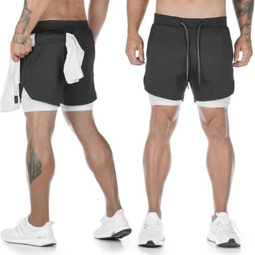 2021 Camo Running Shorts Men 2 In 1 Double-deck Quick Dry GYM Sport Shorts Fitness Jogging Workout Shorts Men Sports Short Pants