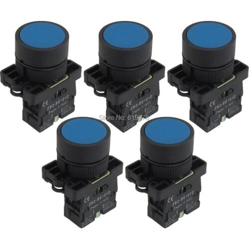 22mm 1 NO N/O Blue Sign Momentary Push Button Switch 600V 10A