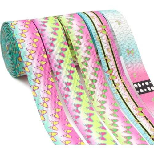 5 Yards 1" 25MM Japanese Cartoon Printed Grosgrain Ribbons For Hair Bows DIY Handmade Materials Y2020120401