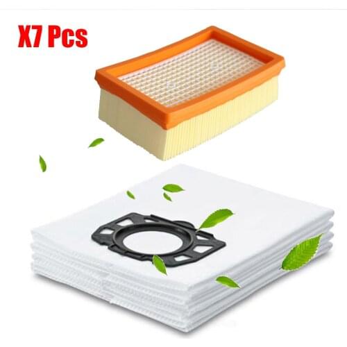 7Pcs/lot Vacuum Cleaner parts for Karcher MV4 MV5 MV6 WD4 WD5 WD6 for Karcher WD4000 to WD5999 6pcs Dust Bags and 1pc Filter