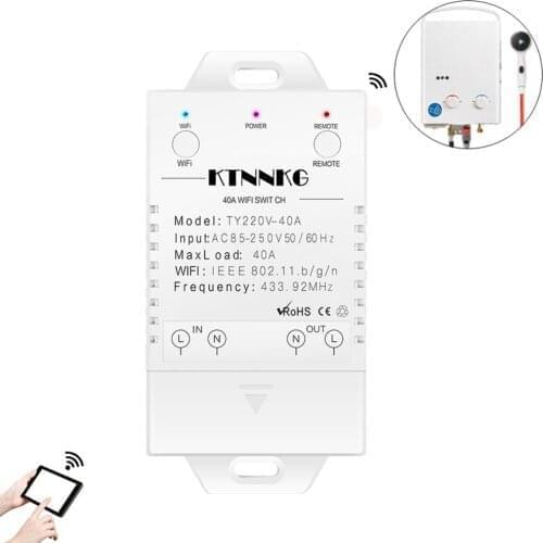 220V AC 40A Wireless WiFi Light Switch Water Heater Timer 8800 Watts water pump switch Works with Alexa ,Voice and APP Control