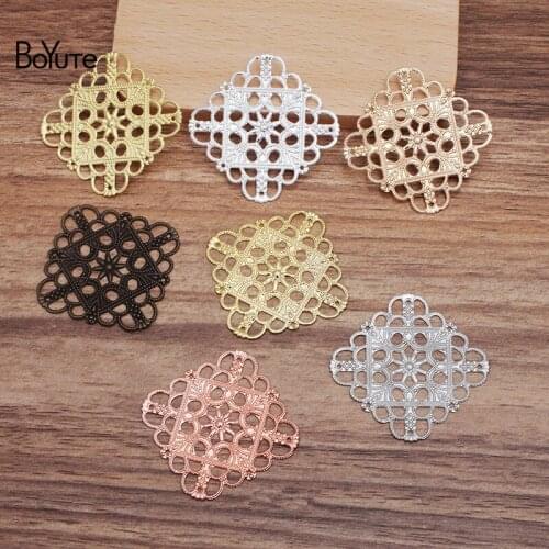 BoYuTe (50 Pieces/Lot) 35MM Metal Brass Filigree Flower Materials Diy Hand Made Jewelry Accessories Parts