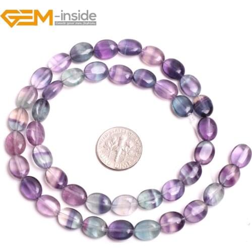 Natural Flat Drop Oval Shape Fluorite Stone Beads For Jewelry Making Bracelet Necklace 15inch Loose DIY Gift