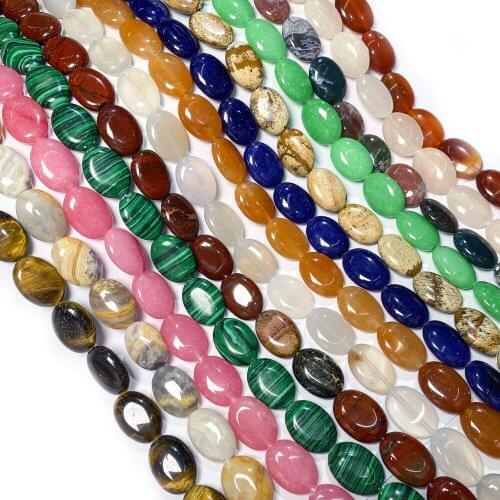 22Pcs Natural Stone Beads Egg Shaped Semi-precious Punch Loose Beads For Jewelry Making DIY Necklace Bracelet Earrings Accessory