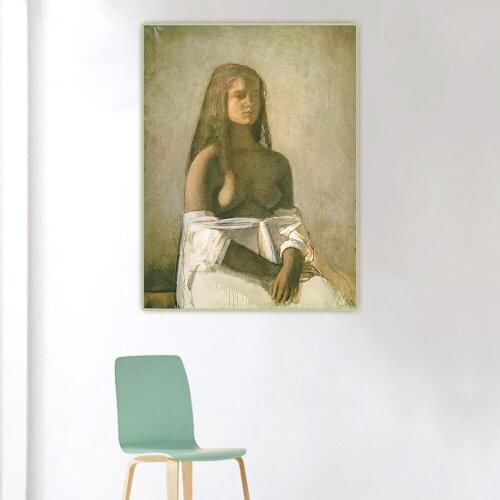 Citon Balthus《Young girl with white skirt》Figurative Canvas Oil Painting Art Poster Picture Wall Decor Modern Home Decoration