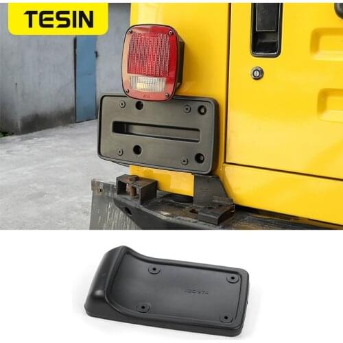TESIN License Plate Holder Mount Bracket Black Plastic For Jeep Wrangler TJ 1997-2006 ABS License Plate Bracket Car Accessories