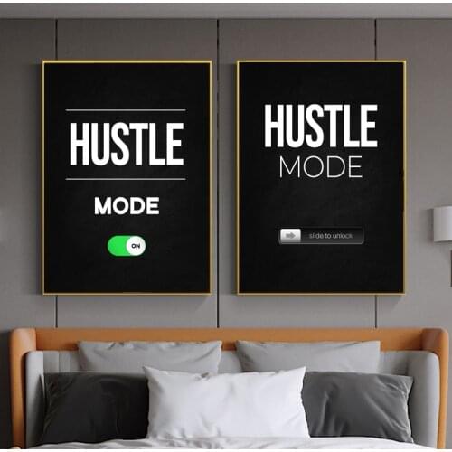 HUSTLE Motivational Art Painting Printing on Canvas Letter Posters and Prints Wall Art Picture for Living Room Home Decoration