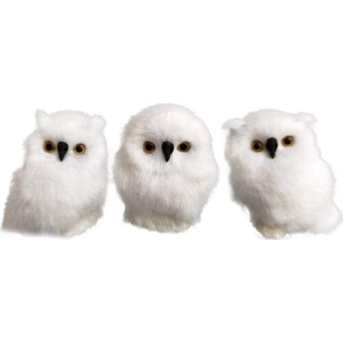 Simulated White Owl Christmas Gifts Ornaments Light In Weight Home Decor Plastic Lifelike 3pcs/set Simulation Pendant